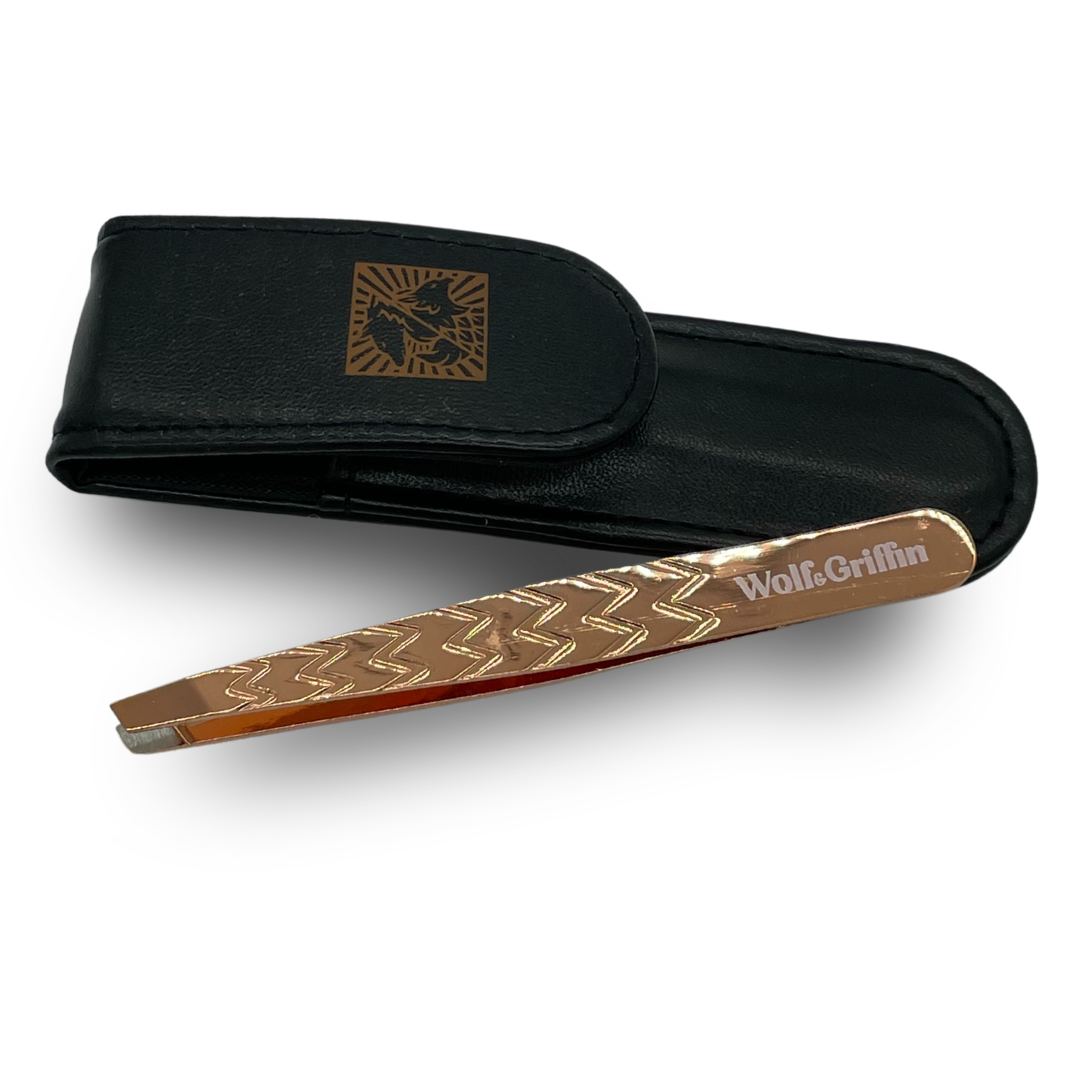 Ultimate Precision Slant Tweezers with Case - Rose Gold