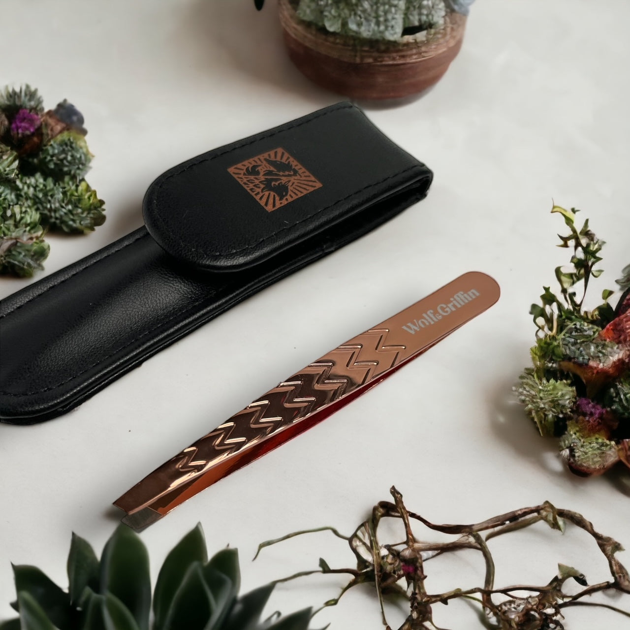 Ultimate Precision Slant Tweezers with Case - Rose Gold