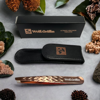 Ultimate Precision Slant Tweezers with Case - Rose Gold