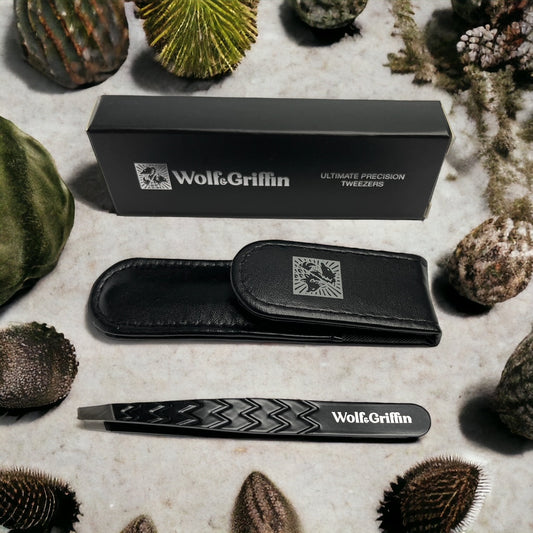 Ultimate Precision Slant Tweezers with Case - Black Edition